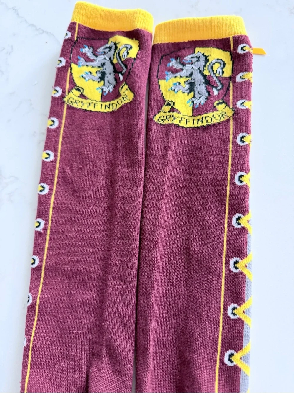 Hufflepuff Maroon & Yellow Lace-Up Knee High Socks